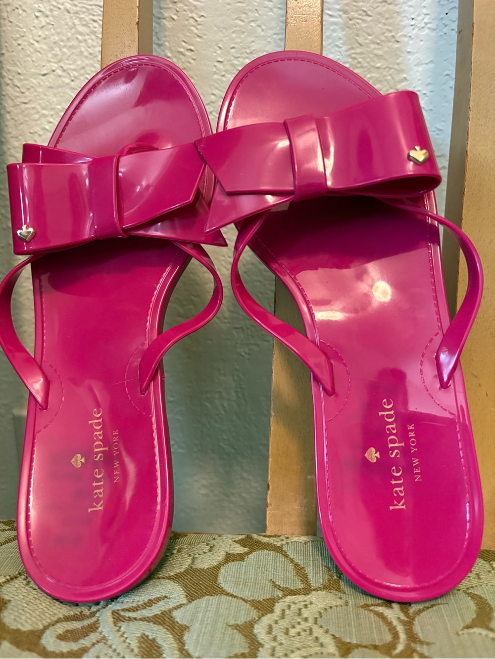 kate spade Hot Pink Bow Jelly Thong Sandals